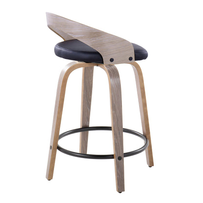 Grotto - Contemporary Fixed Height Counter Stool & Swivel With Round Footrest (Set of 2) Lumi Source