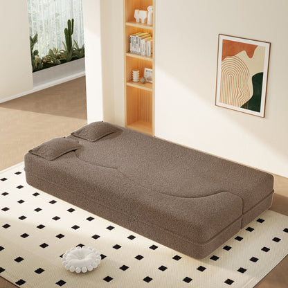Modern Floor Sleeper Sofa Bed With 2 Pillows, Convertible Twin Size Folding Mattress For Living Room Home Essentials