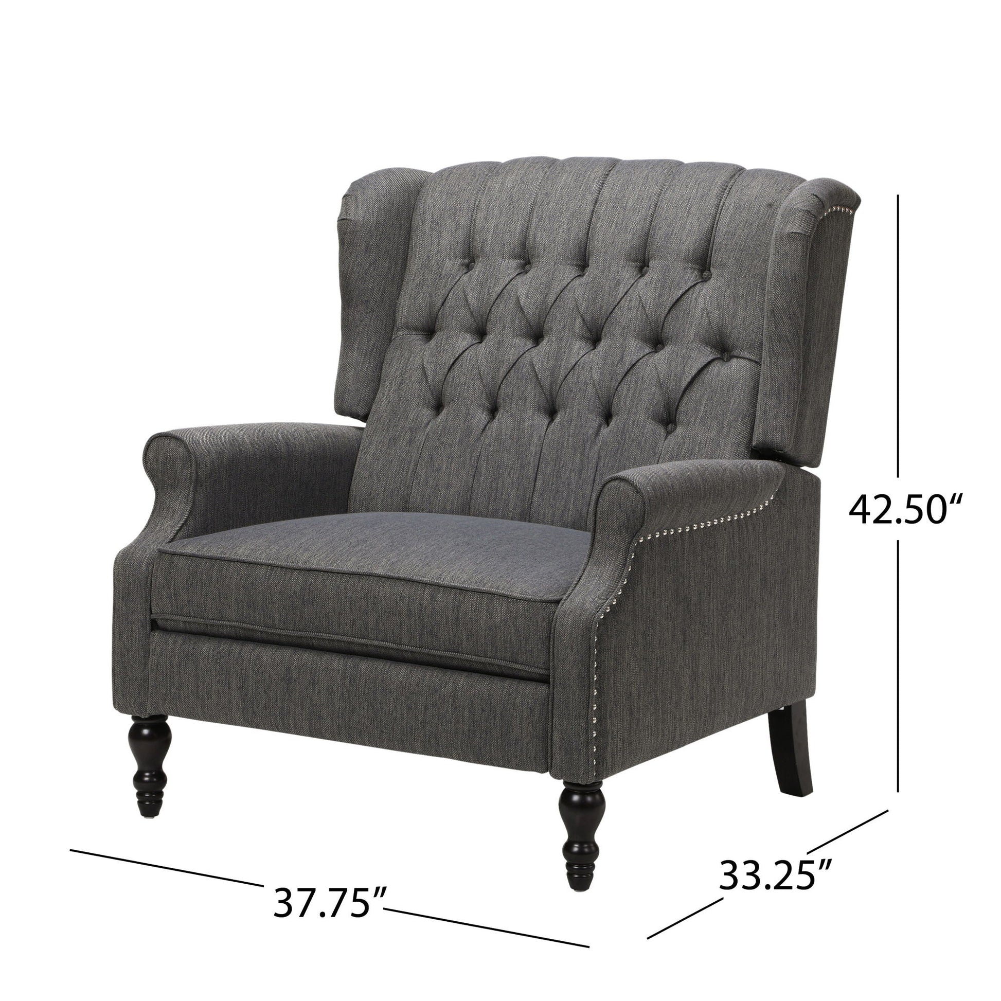 Dunham - Contemporary Fabric Tufted Oversized Pushback Recliner Noble House