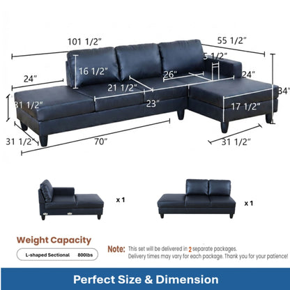 L - Shaped Sectional Sofa With Chaise & Ottoman Home Essentials