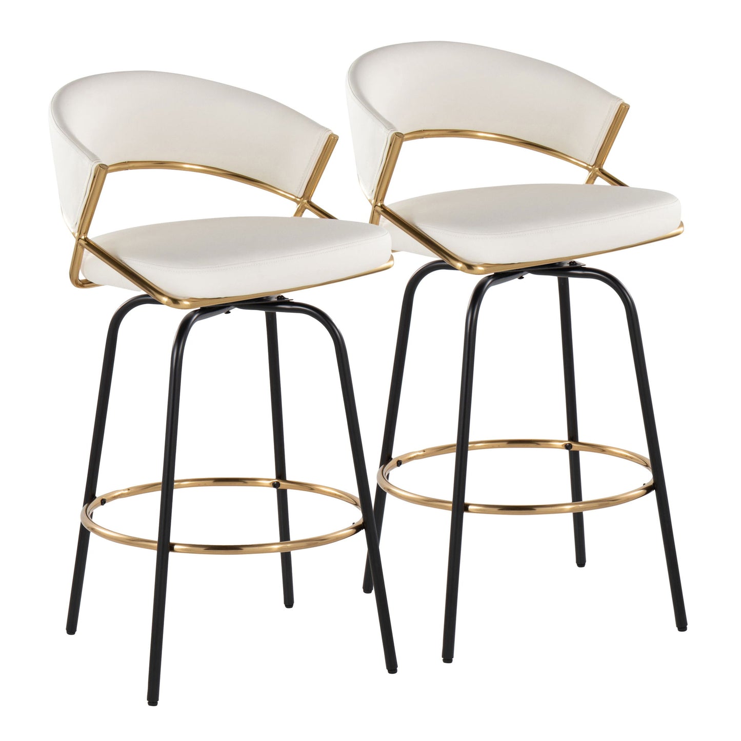 Jie - Fixed Height Contemporary Counter Stool With Swivel Round Footrest (Set of 2) Lumi Source