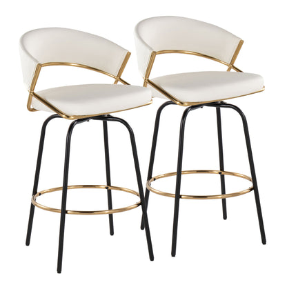 Jie - Fixed Height Contemporary Counter Stool With Swivel Round Footrest (Set of 2) Lumi Source