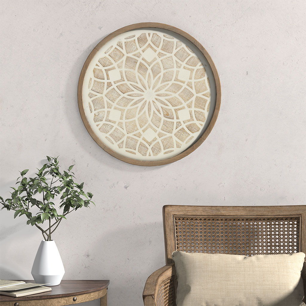 Leah - Medallion Wall Decor - Natural / White