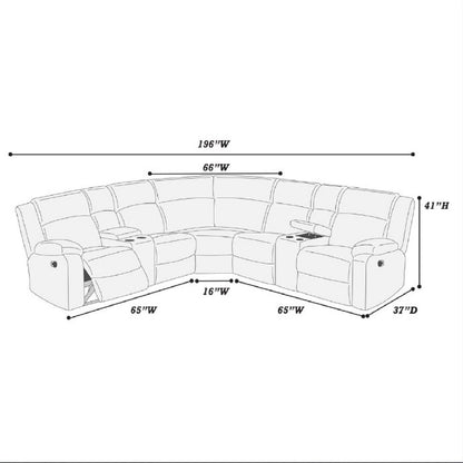 Manual Motion Reclining Sectional LAF / RAF Loveseat With Consoles Cup Holders Upholstered Living Room - Black Home Essentials