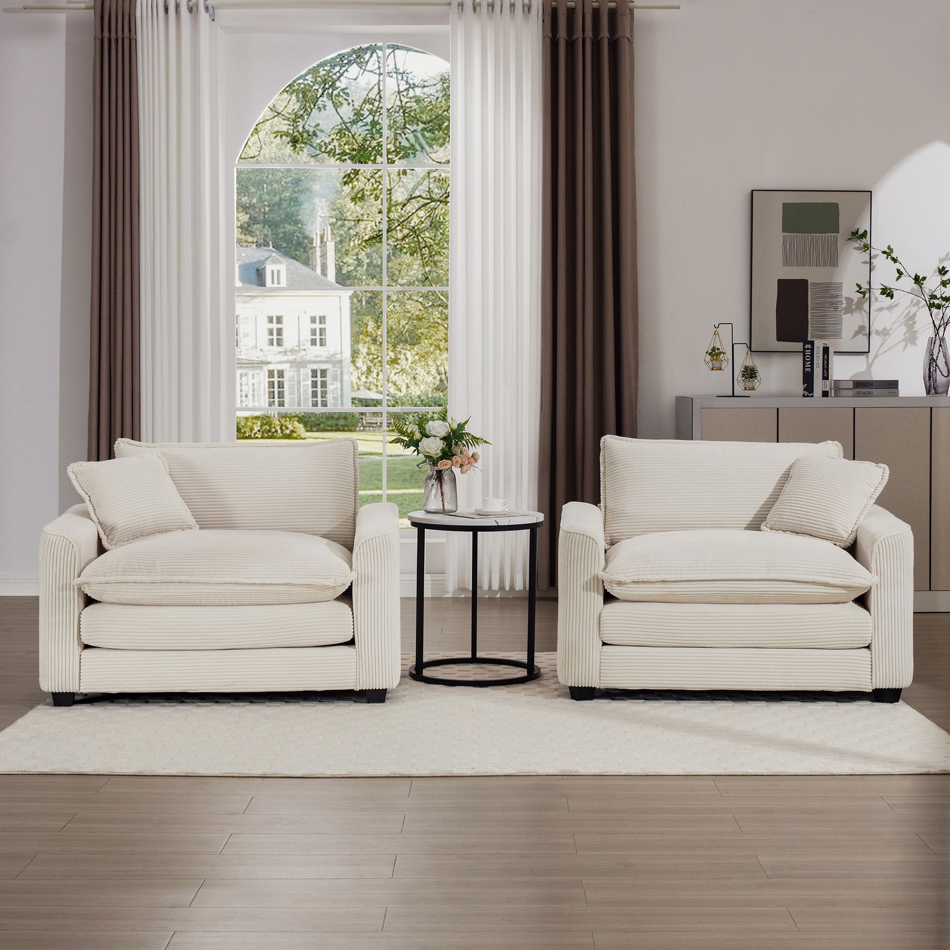 Modern Classic Fabric Single Chair Deep Seat Sofa With Pillow Home Essentials