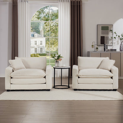 Modern Classic Fabric Single Chair Deep Seat Sofa With Pillow Home Essentials