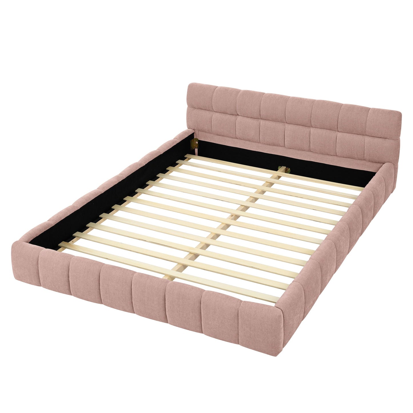 Modern Platform Bed Frame With Thick Chenille Fabric Home Essentials