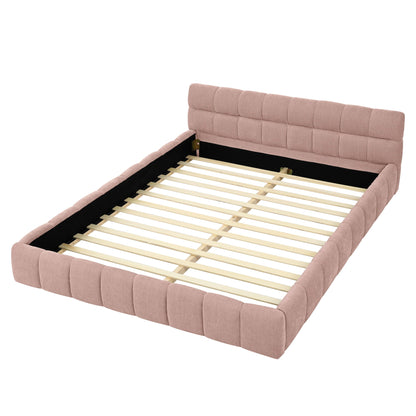 Modern Platform Bed Frame With Thick Chenille Fabric Home Essentials