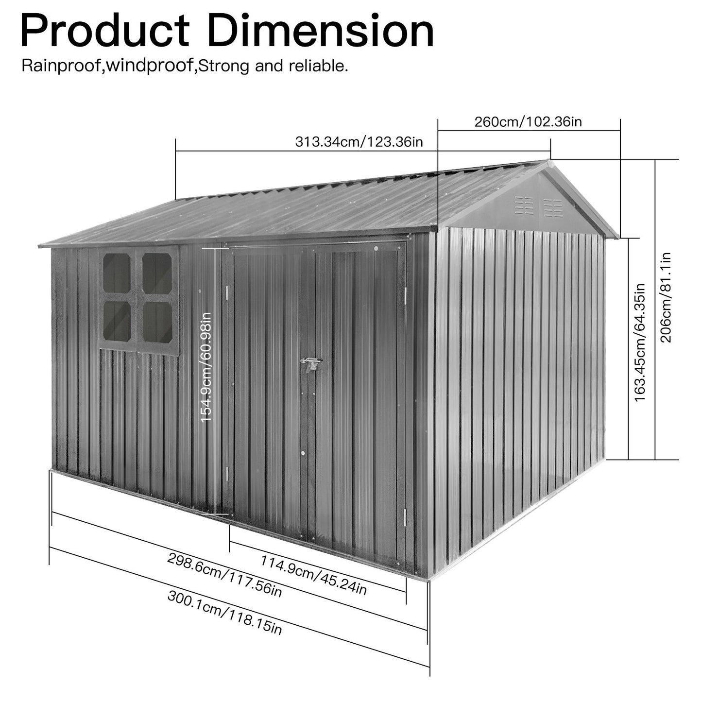 10' x 8' Garden Sheds Outdoor Storage Sheds With Window