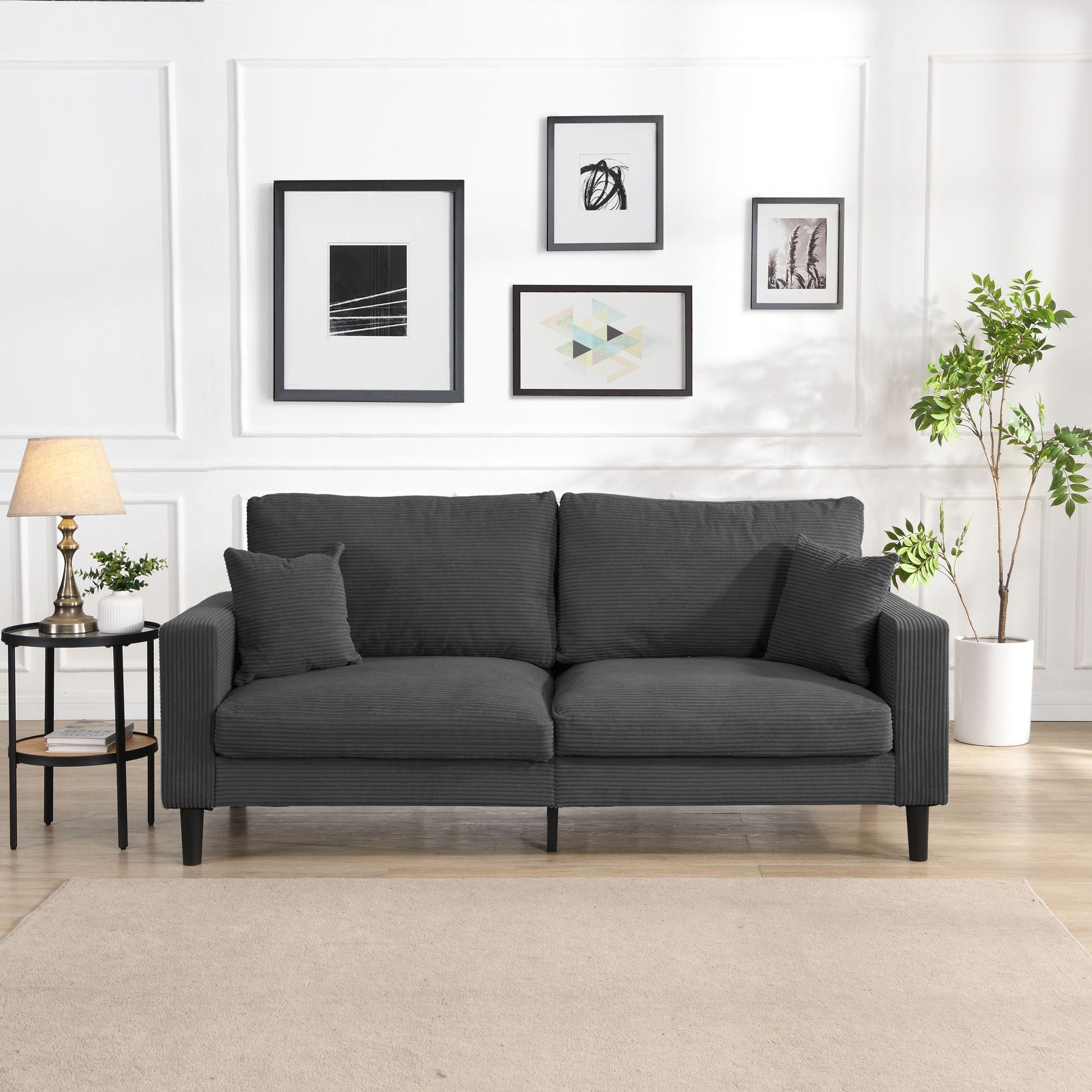 Modern Upholstered 3 Seat Sofa, High Resilience Home Essentials