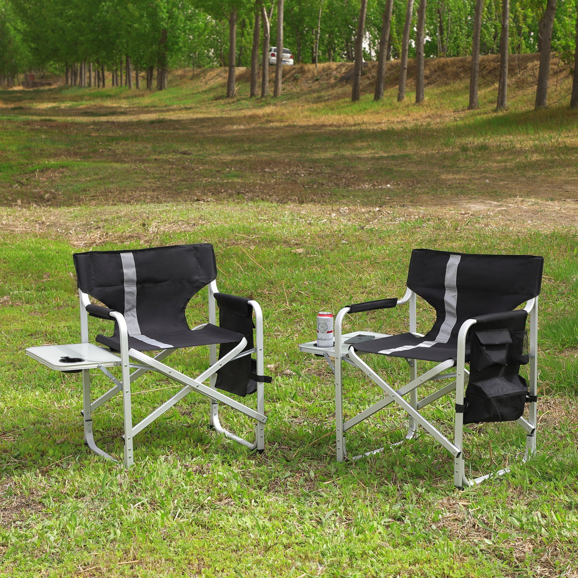 Padded Folding Outdoor Chair With Side Table And Storage Pockets, Lightweight Oversized Directors Chair For Indoor, Outdoor Camping, Picnics And Fishing Home Essentials