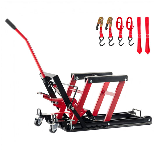 Heavy Duty 1500Lbs Hydraulic Motorcycle Lift Jack With Wheels And Handle - Red / Black Daily Nest