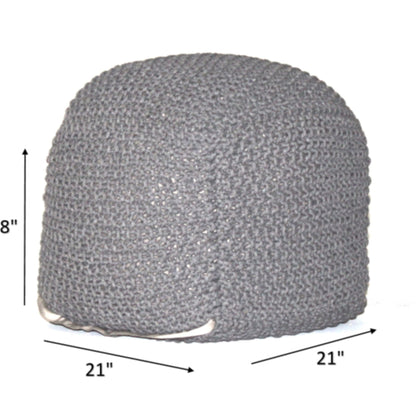 Semi Rounded Pouf, Cable Knitted, Perfect Seating Home Essentials