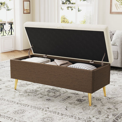 Modern Tufted Storage Ottoman Bench With Metal Legs Hearth and Haven