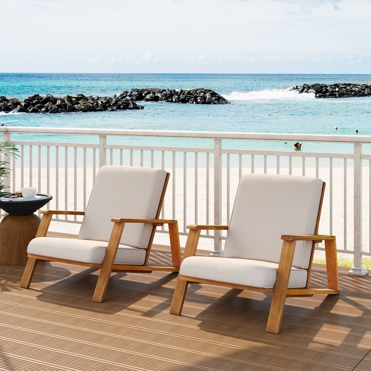 Outdoor Patio Lounge Chair (Set of 2) Noble House