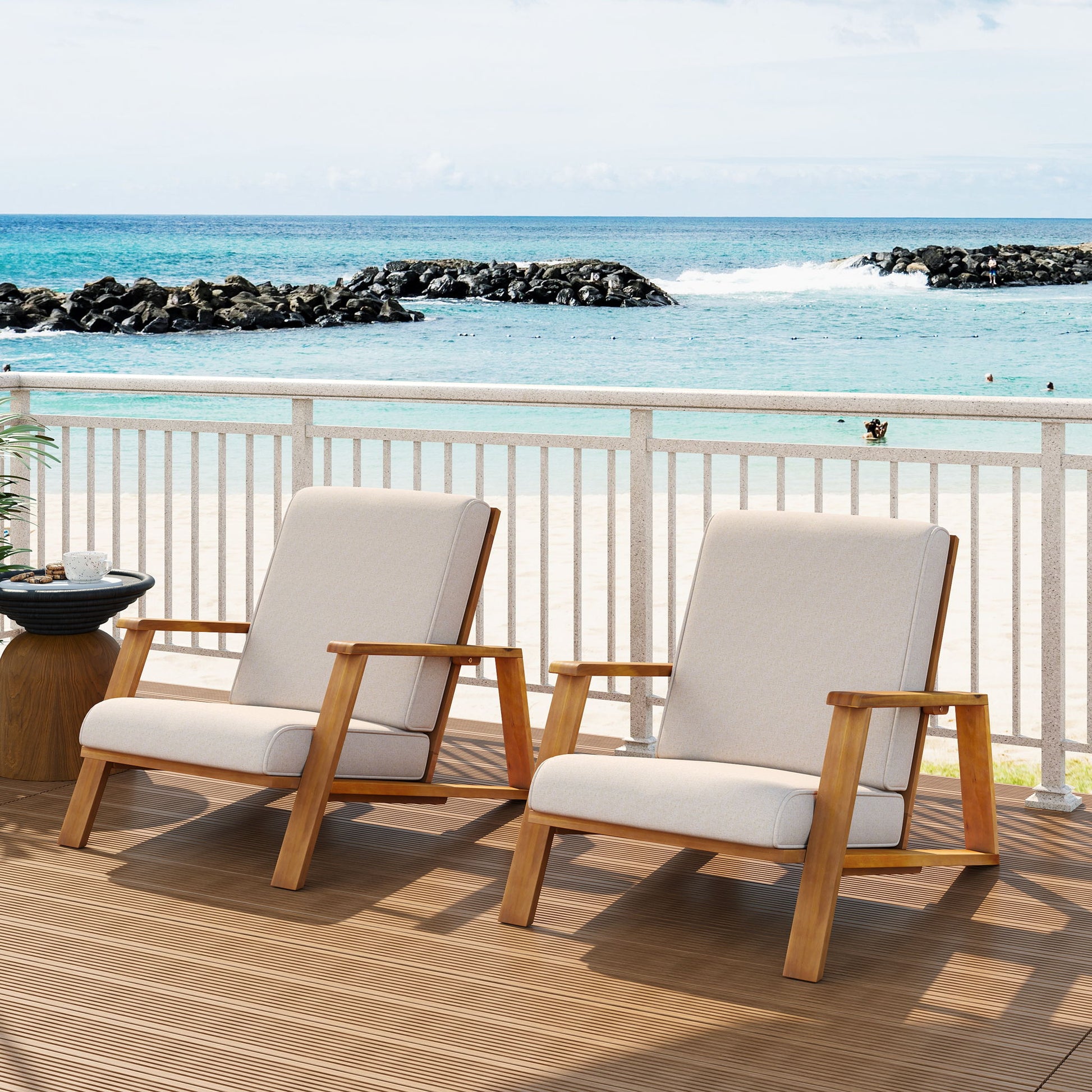 Outdoor Patio Lounge Chair (Set of 2) Noble House