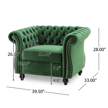 Nexuson - Upholstered Chesterfield Chair With Deep Tufted And Nailhead Trim Noble House