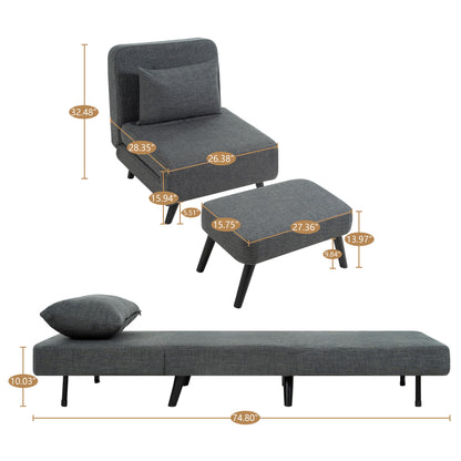 3 In 1 Foldable Chaise Lounge With Adjustable Backrest Home Essentials