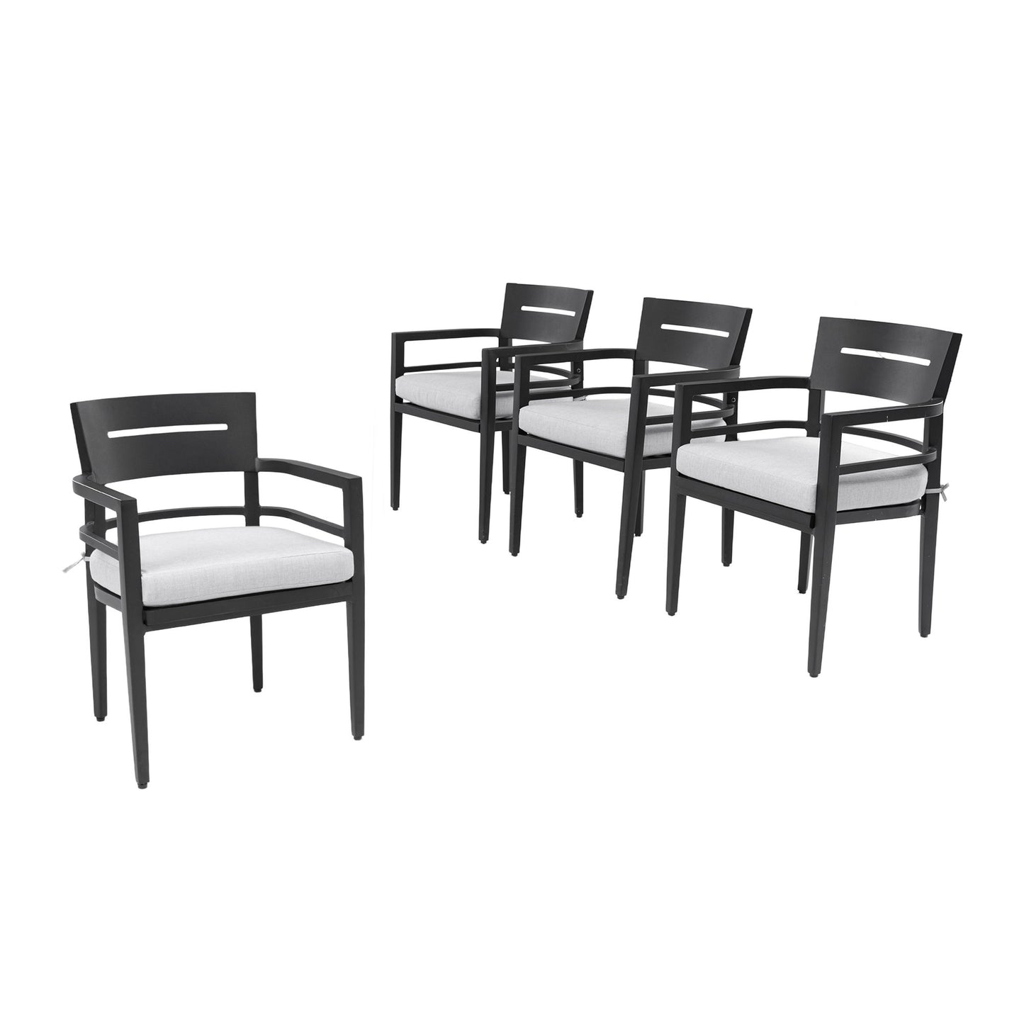 Outdoor Patio Dining Chairs With Outdoor Grade Sunbrella Fabric Cushions, Tapered Feet (Set of 4) - Ember Black Life Outside