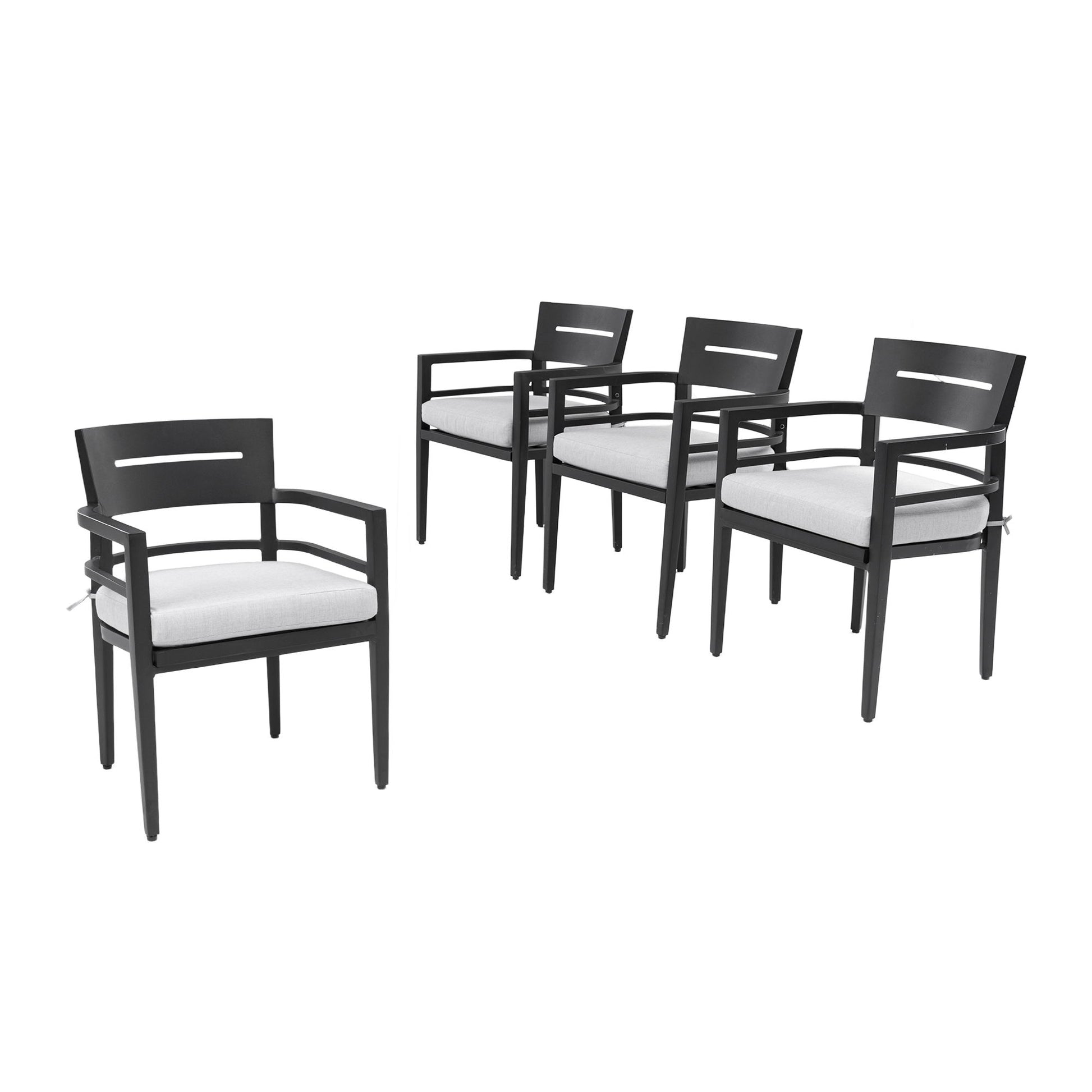Outdoor Patio Dining Chairs With Outdoor Grade Sunbrella Fabric Cushions, Tapered Feet (Set of 4) - Ember Black Life Outside