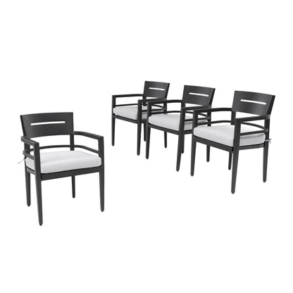 Outdoor Patio Dining Chairs With Outdoor Grade Sunbrella Fabric Cushions, Tapered Feet (Set of 4) - Ember Black Life Outside