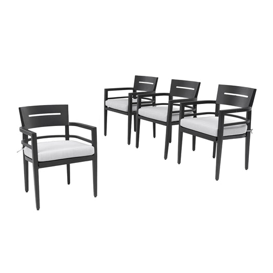 Outdoor Patio Dining Chairs With Outdoor Grade Sunbrella Fabric Cushions, Tapered Feet (Set of 4) - Ember Black Life Outside