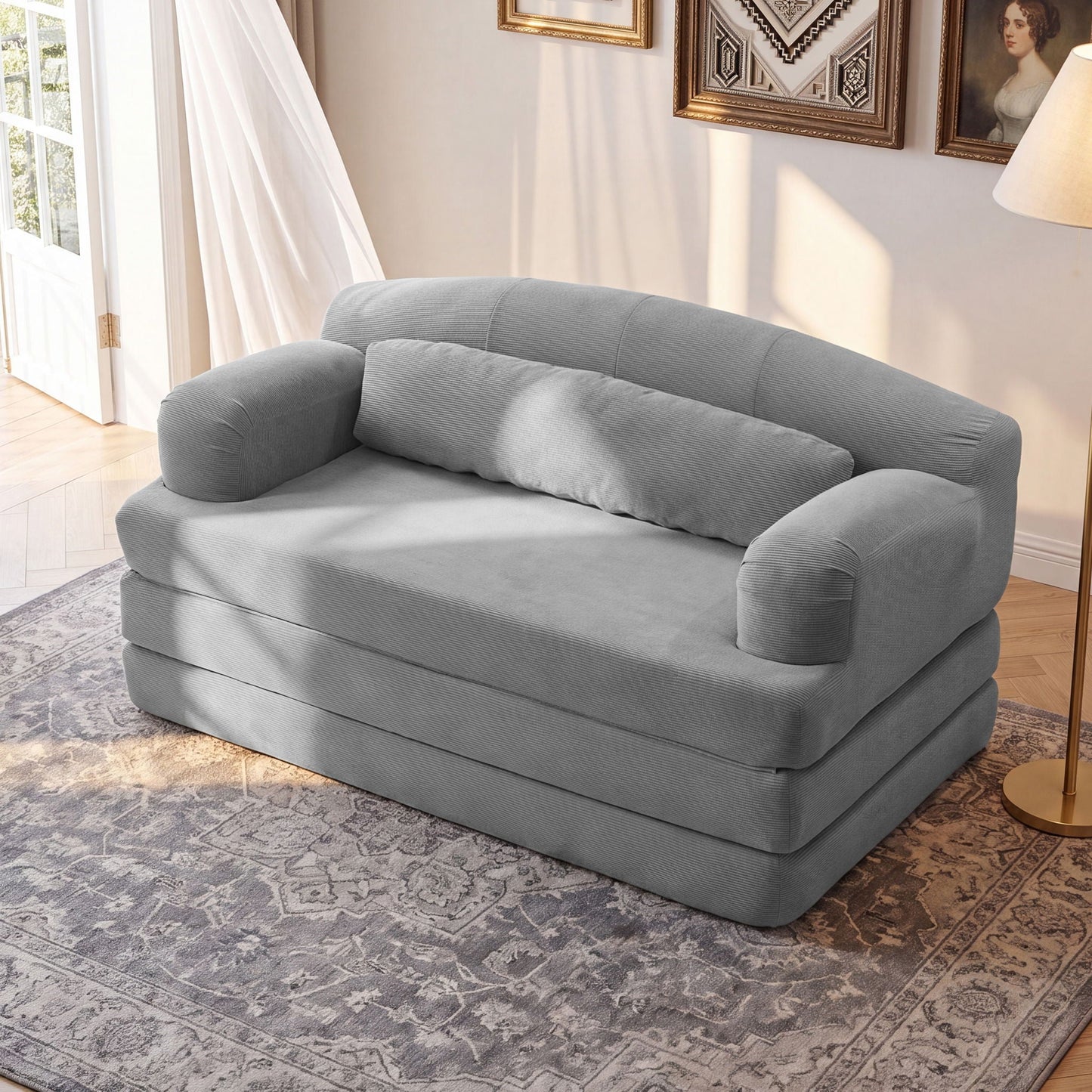 2 Seater Sofa Bed, Compact Foldable Floor Couch Home Essentials