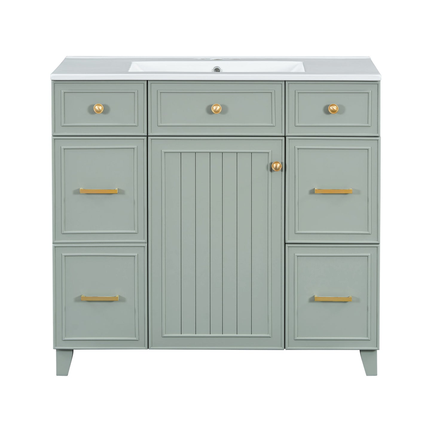 Bathroom Vanity With Ceramic Sink, Soft Close Doors, Adjustable Shelves Hearth and Haven