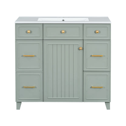 Bathroom Vanity With Ceramic Sink, Soft Close Doors, Adjustable Shelves Hearth and Haven