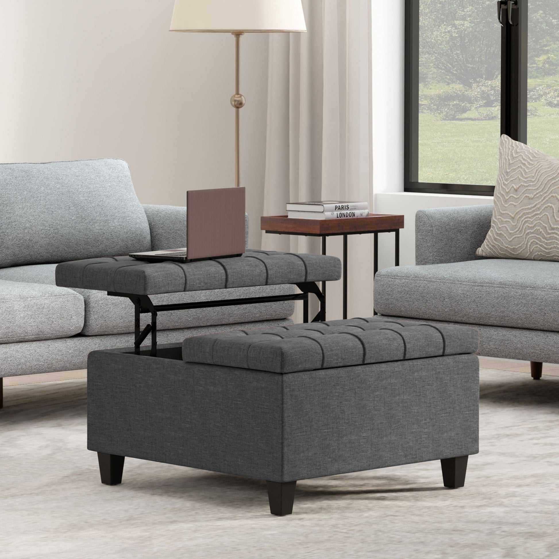 Harrison - Upholstered Coffee Table Storage Ottoman Simpli-Home