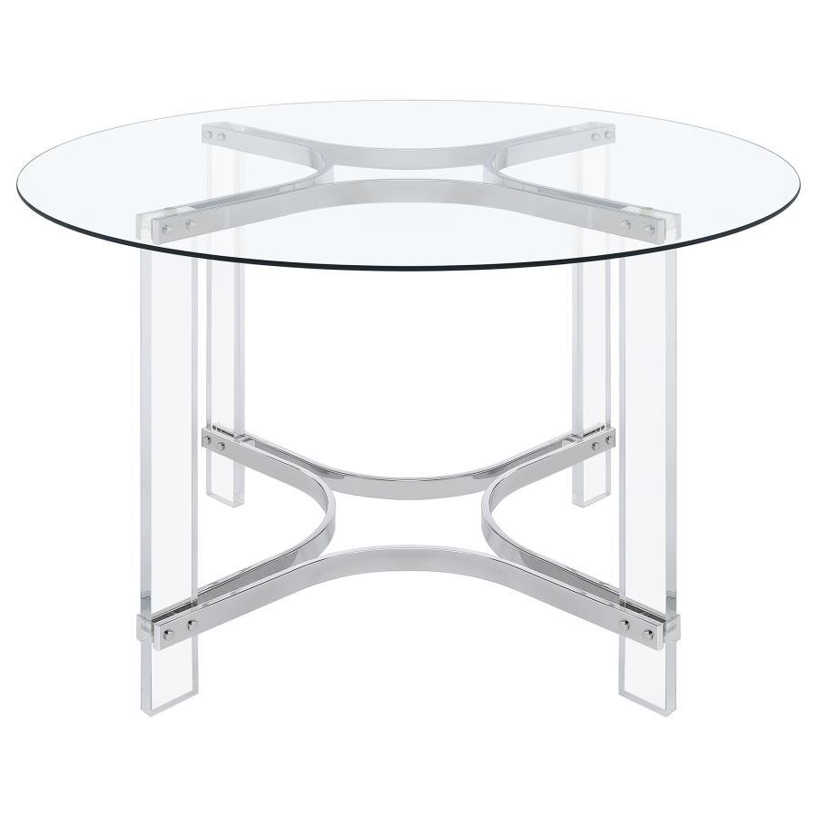 Keeling - 5 Piece Round Glass Top Acrylic Dining Set - Chrome Coaster Fine Furniture