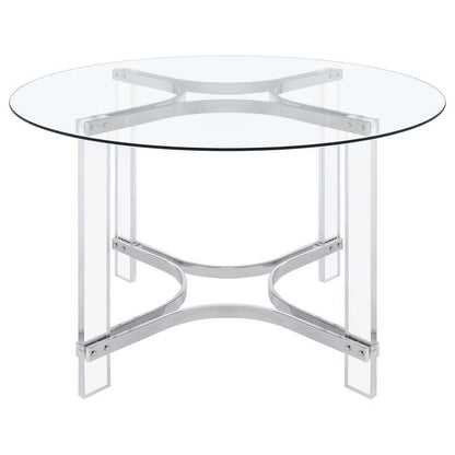 Keeling - 5 Piece Round Glass Top Acrylic Dining Set - Chrome Coaster Fine Furniture
