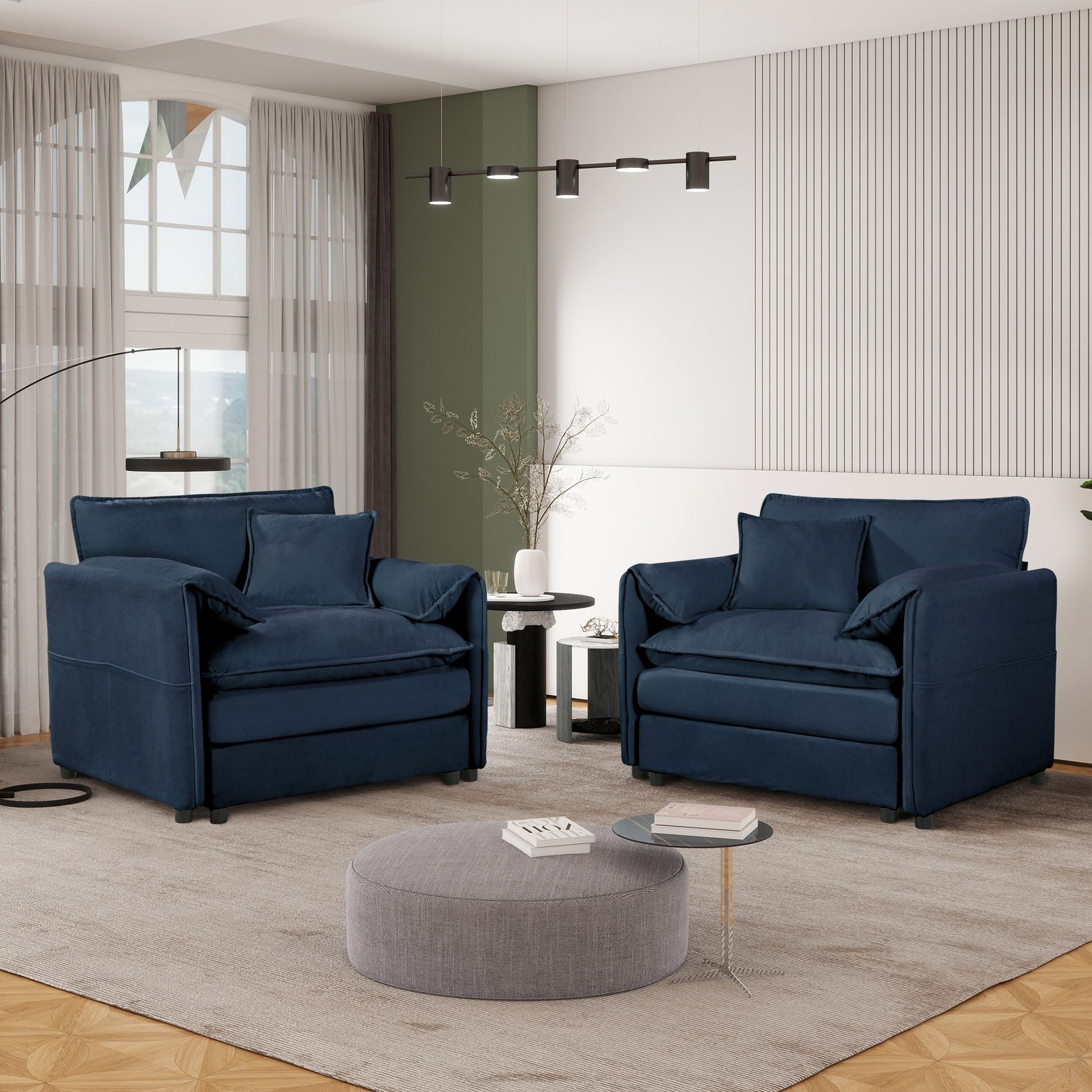 Modern Oversized Accent Chair, Comfy Single Sofa With Large Seat (Set of 2) Home Essentials