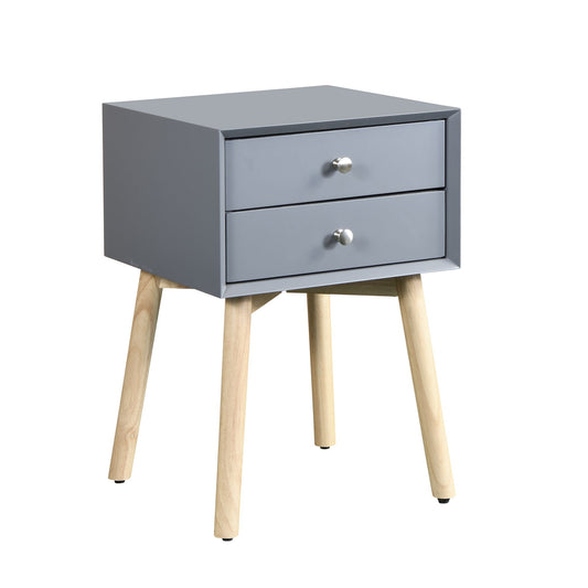 Side Table With 2 Drawer, Mid-Century Modern Storage Cabinet For Bedroom Home Essentials