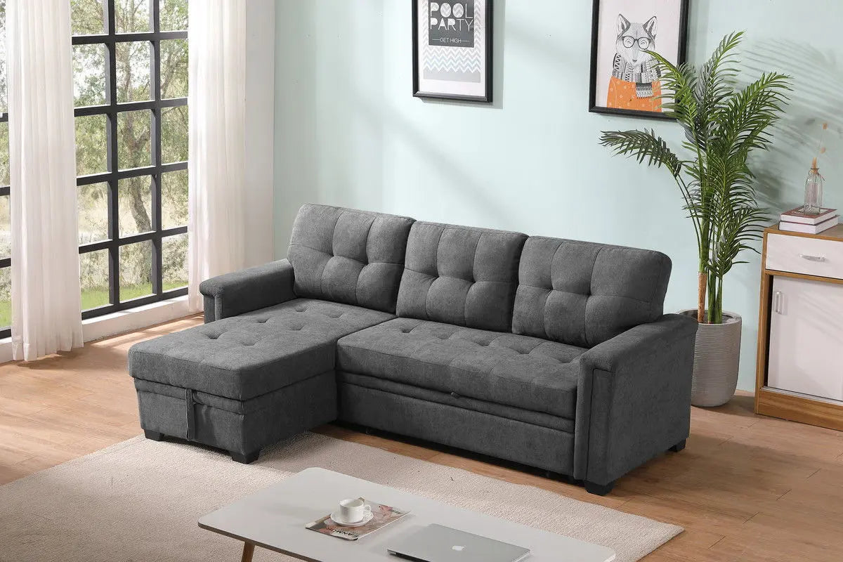 Ashlyn - Reversible Sleeper Sectional Sofa With Storage Chaise, USB Charging Ports And Pocket Lilola Home