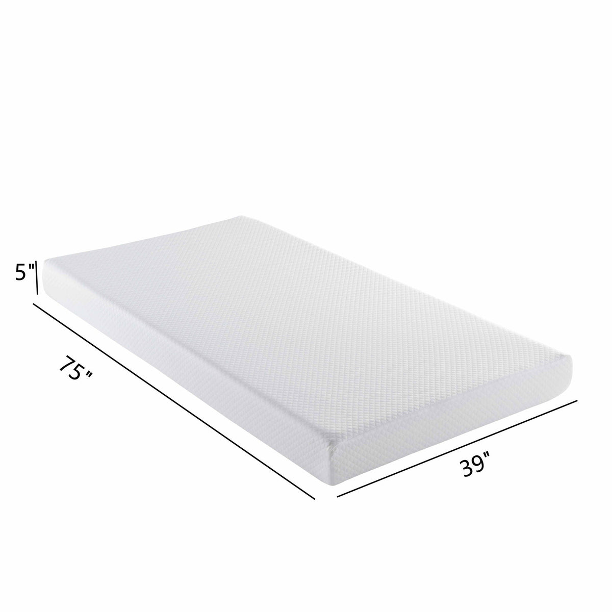 5" Medium Firm Memory Foam Mattress - White - Twin Size Daily Nest