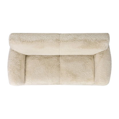 Summit - Faux Sheepskin Overstuffed Sofa - Cream Beige Jennifer Taylor Home