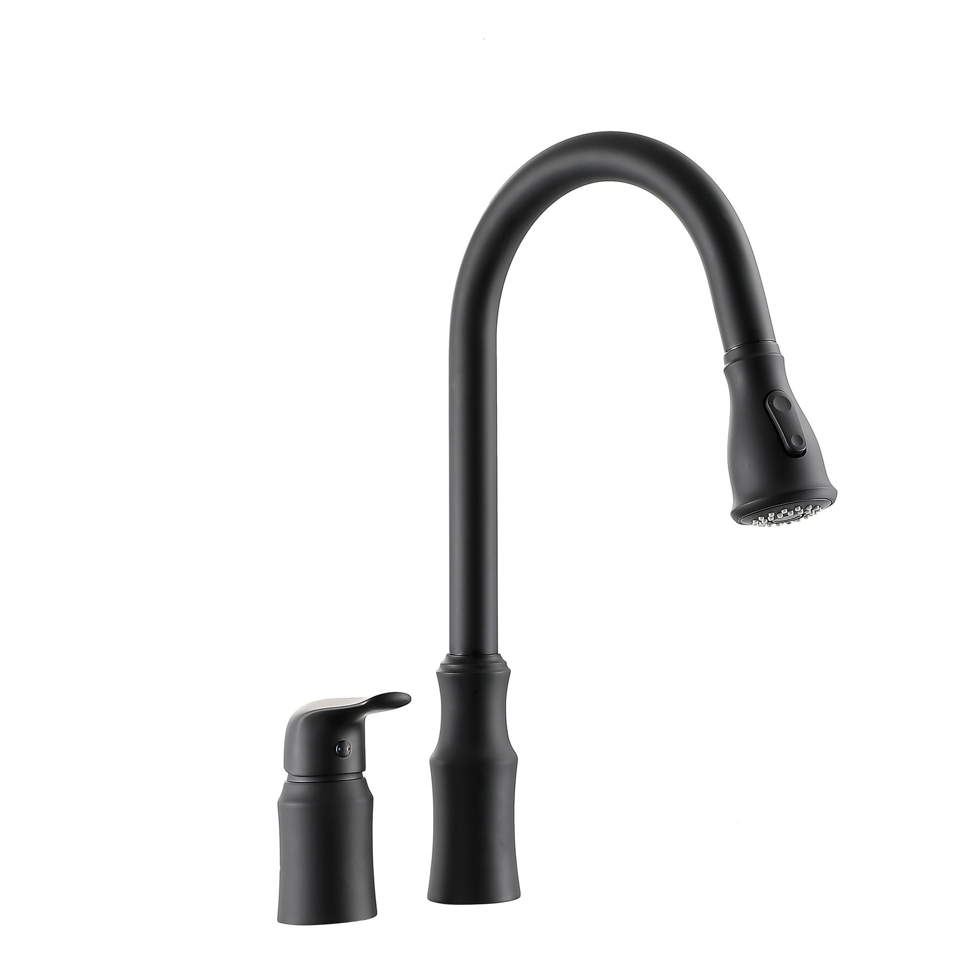 16.9" Kitchen Sink Faucet With Separate Handle And Pull Down Sprayer, Lead Free Brass - Matte Black Daily Nest
