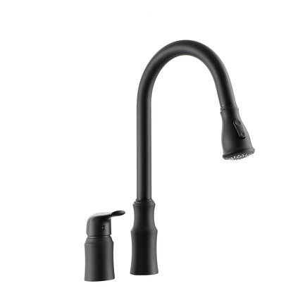 16.9" Kitchen Sink Faucet With Separate Handle And Pull Down Sprayer, Lead Free Brass - Matte Black Daily Nest