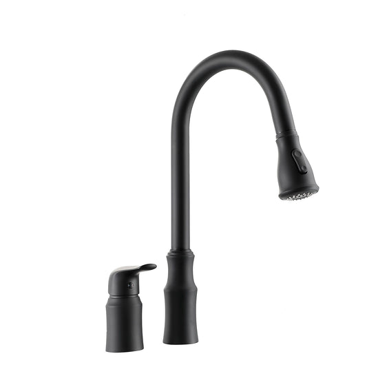 16.9" Kitchen Sink Faucet With Separate Handle And Pull Down Sprayer, Lead Free Brass - Matte Black Daily Nest