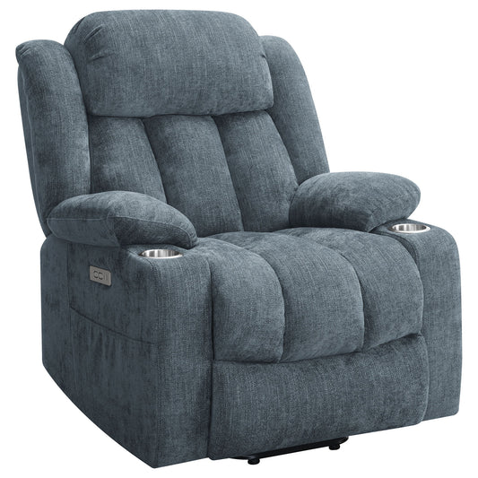 Beca - Upholstered Power Lift Recliner With Cupholders And USB Charging Furniture Max