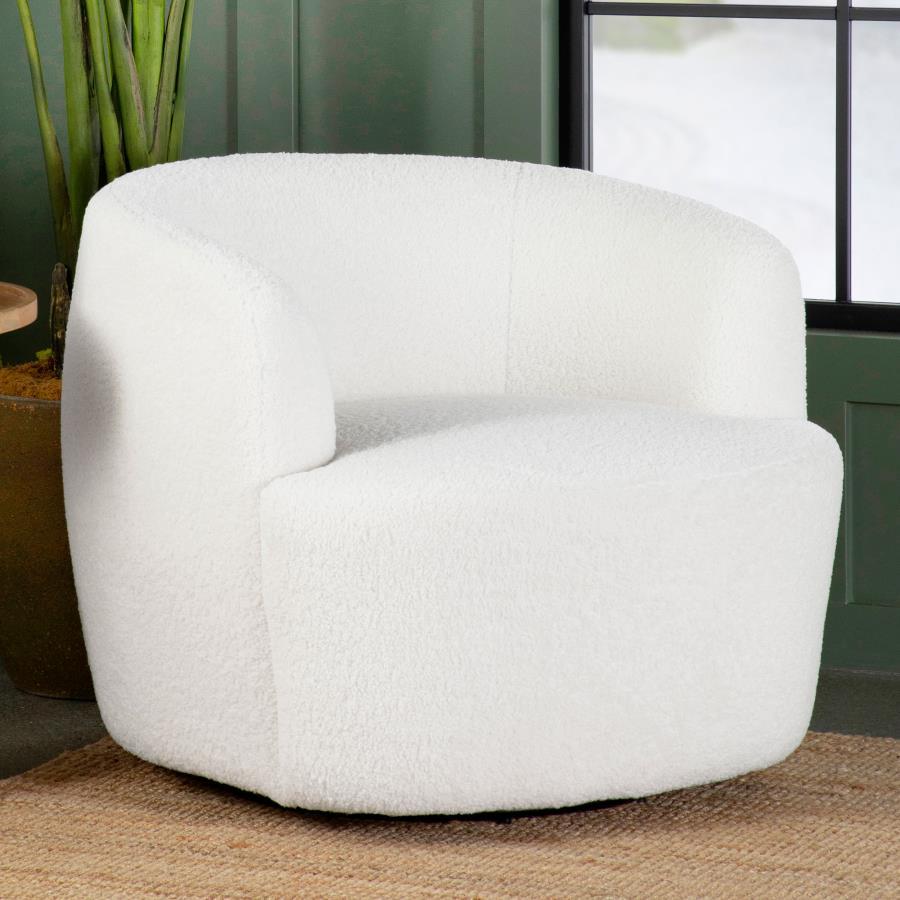 Hudson - Faux Sheepskin Upholstered Swivel Chair - Natural CoasterElevations