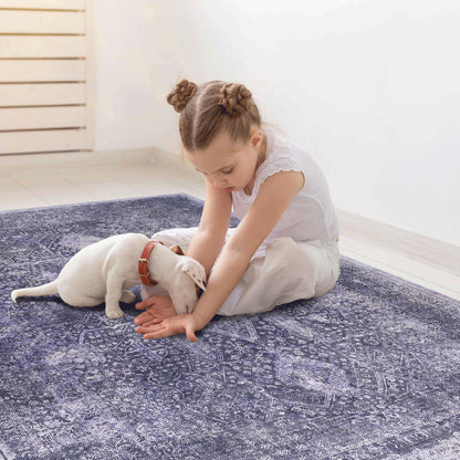 2'6'' X 10' Area Rug, Washable Rug, Low-Pile, Non-Slip, Non-Shedding, Foldable, Kid & Pet Friendly Area Rugs For Living Room, Bedroom, Kitchen, Dining Room Rug, Perfect Gifts - Anthracite