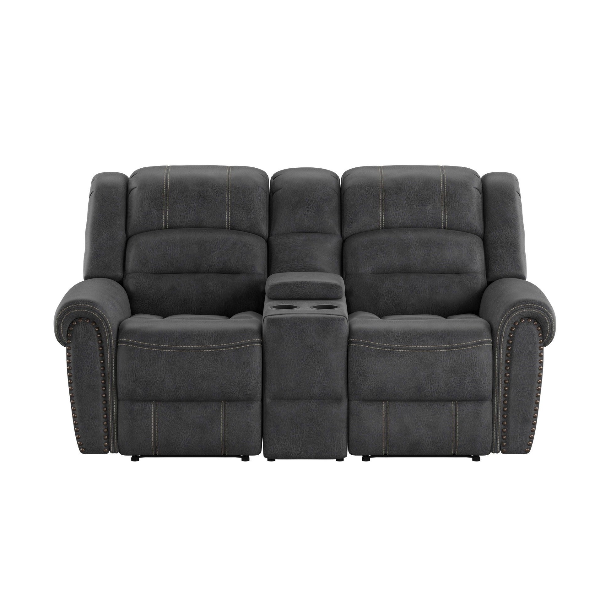 Ferrar - Reclining Console Loveseat - Gray Emerald Home