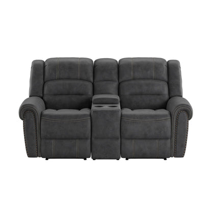 Ferrar - Reclining Console Loveseat - Gray Emerald Home
