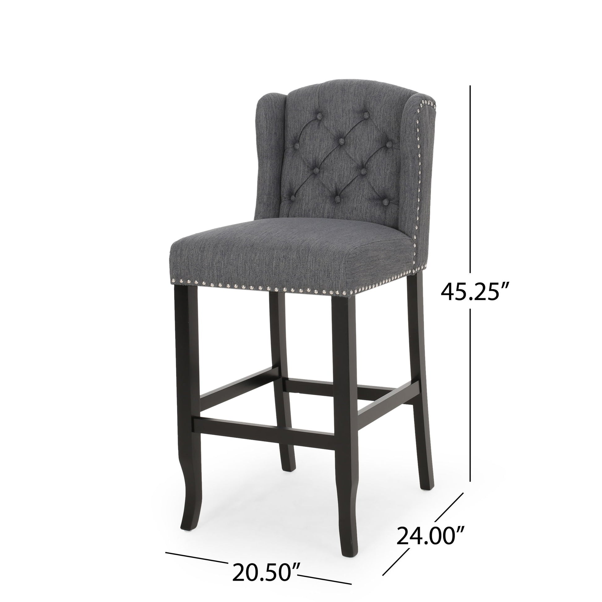 Vienna - Contemporary Fabric Tufted Wingback Counter Stools (Set of 2) Noble House
