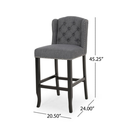 Vienna - Contemporary Fabric Tufted Wingback Counter Stools (Set of 2) Noble House