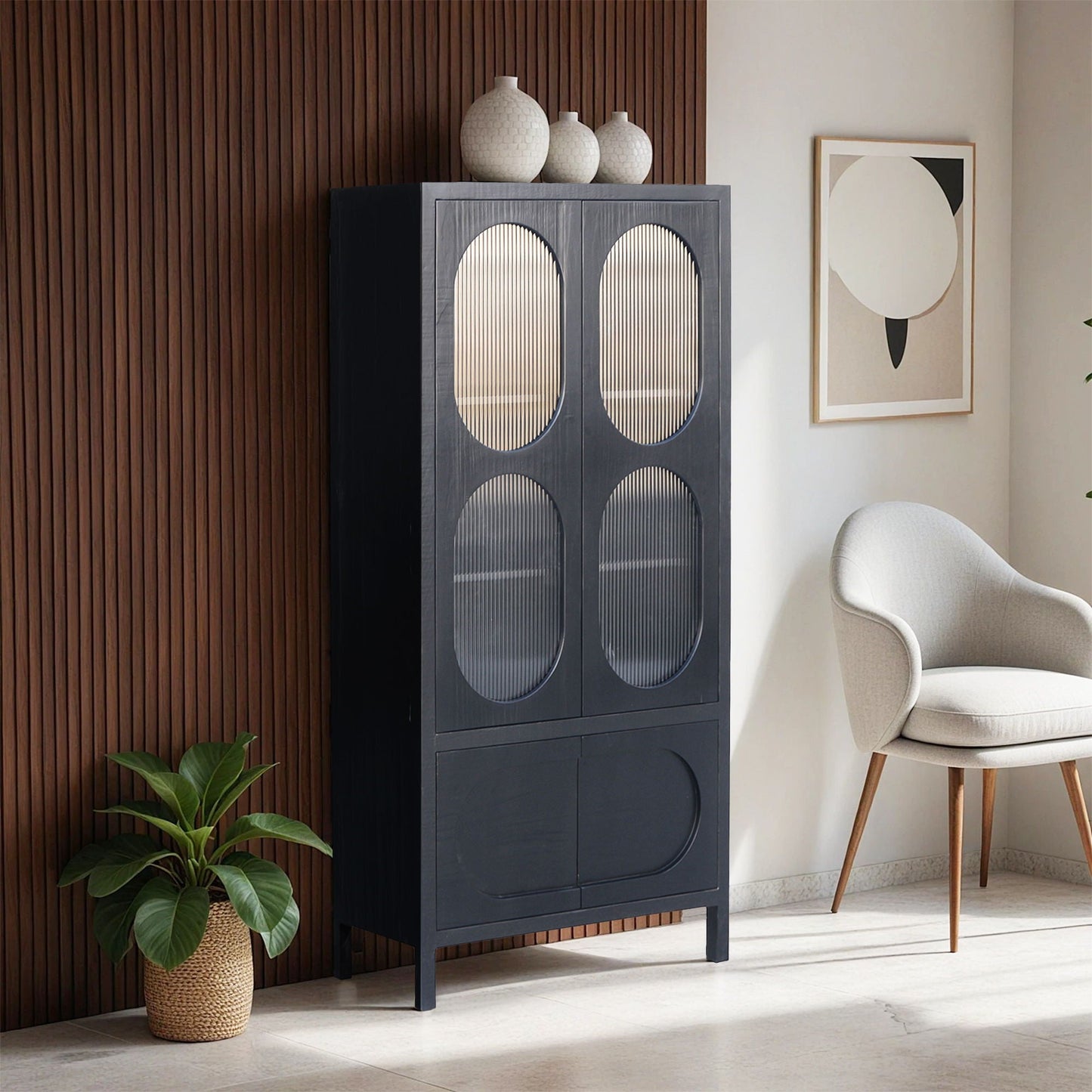 Vincent - Vincent Glass Cabinet - Black Chapel Hill