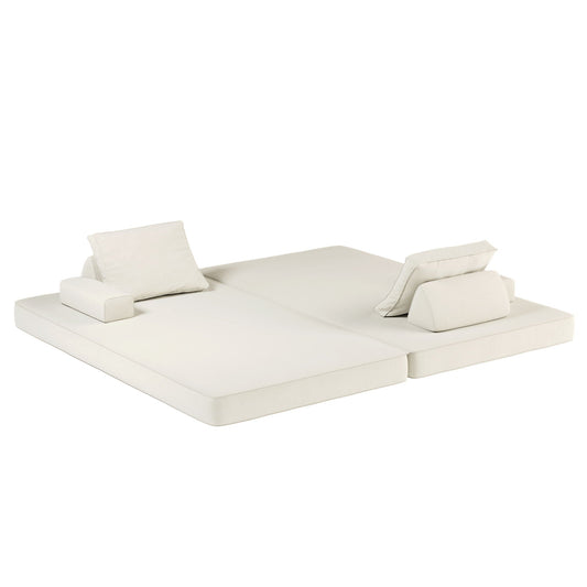 Multifunctional Convertible Sofa Bed With 2 Tumbler Backrests And 2 Pillows, Deep Seat Couch Home Essentials