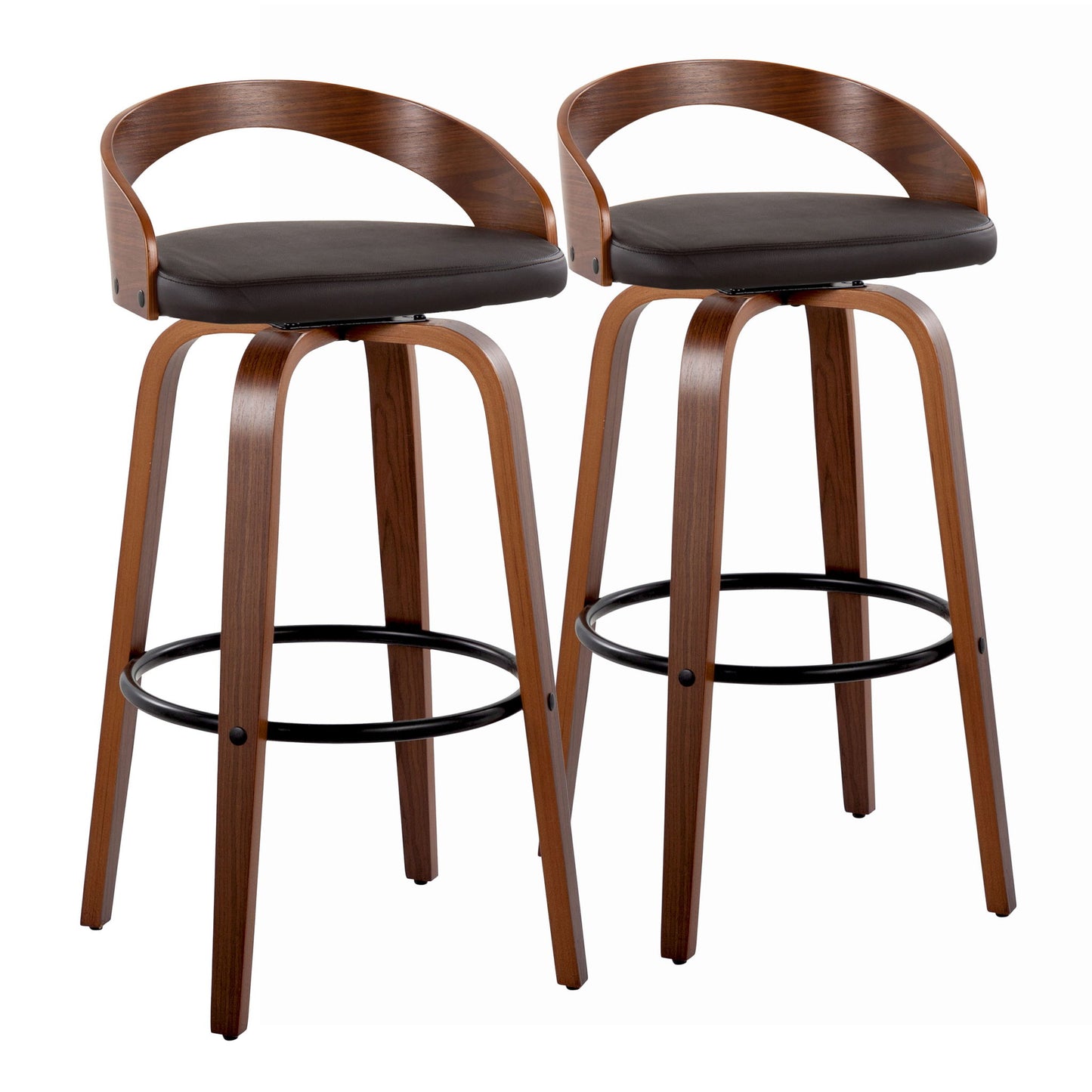 Grotto - Mid Century Modern Fixed Height Barstool & Swivel With Round Footrest (Set of 2) Lumi Source